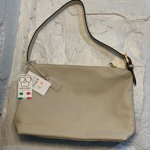 Viola Gigli Italian Genuine Leather Hobo Almond Bag